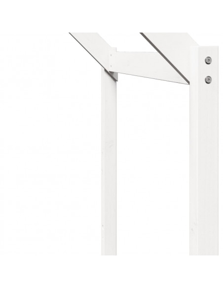 Letto Soppalco con Scala e Tetto Bianco 90x200 cm Massello Pino
