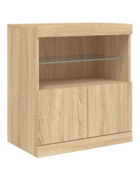 Credenza con Luci LED Rovere Sonoma 142,5x37x67 cm