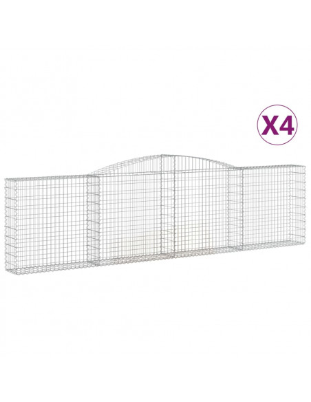 Cesti Gabbioni ad Arco 4 pz 400x30x100/120 cm Ferro Zincato