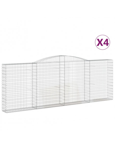Cesti Gabbioni ad Arco 4 pz 400x30x140/160 cm Ferro Zincato