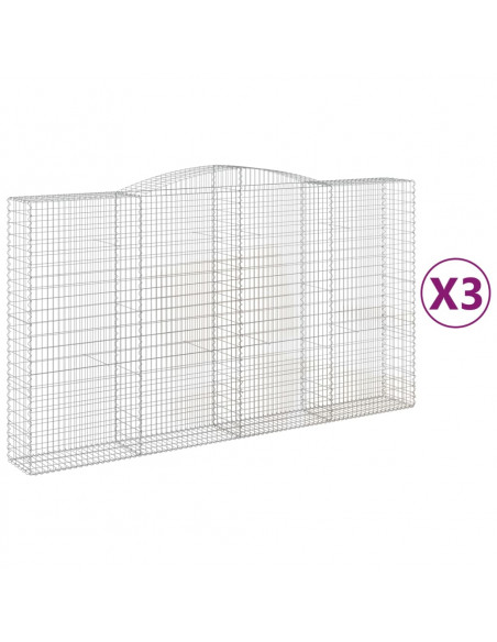 Cesti Gabbioni ad Arco 3 pz 400x50x220/240 cm Ferro Zincato