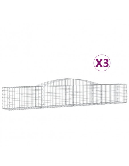 Cesti Gabbioni ad Arco 3 pz 400x50x60/80 cm Ferro Zincato