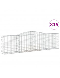 Cesti Gabbioni ad Arco 15 pz 400x50x100/120 cm Ferro Zincato 2