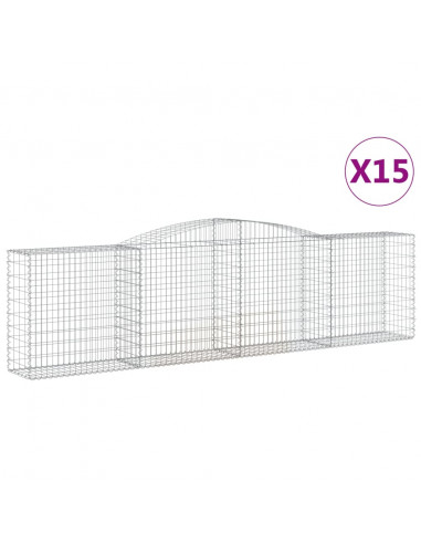 Cesti Gabbioni ad Arco 15 pz 400x50x100/120 cm Ferro Zincato