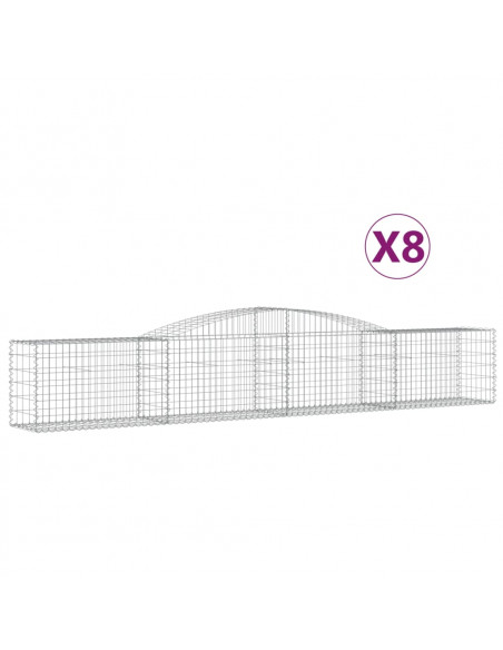 Cesti Gabbioni ad Arco 8 pz 400x50x60/80 cm Ferro Zincato