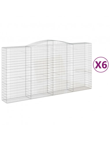 Cesti Gabbioni ad Arco 6 pz 400x50x200/220 cm Ferro Zincato