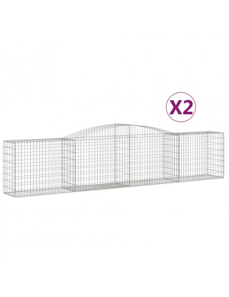 Cesti Gabbioni ad Arco 2 pz 400x50x80/100 cm Ferro Zincato