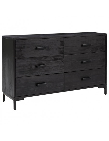 Credenza Nera 110x35x70 cm in Legno Massello di Pino