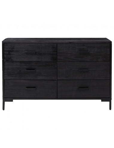 Credenza Nera 110x35x70 cm in Legno Massello di Pino