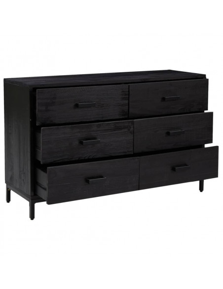 Credenza Nera 110x35x70 cm in Legno Massello di Pino