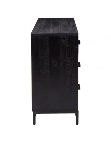 Credenza Nera 110x35x70 cm in Legno Massello di Pino