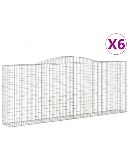 Cesti Gabbioni ad Arco 6 pz 400x50x160/180 cm Ferro Zincato