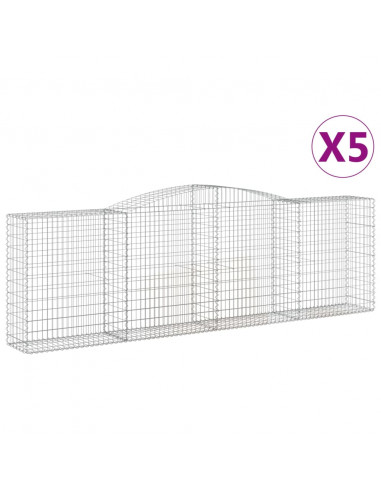 Cesti Gabbioni ad Arco 5 pz 400x50x120/140 cm Ferro Zincato