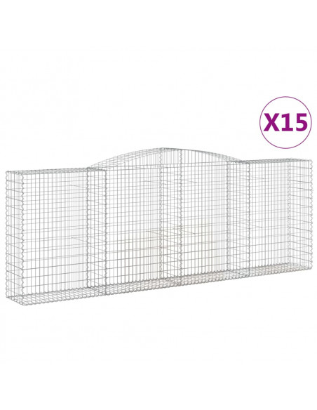 Cesti Gabbioni ad Arco 15 pz 400x50x140/160 cm Ferro Zincato