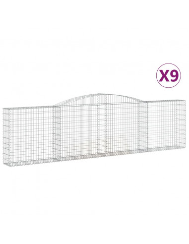 Cesti Gabbioni ad Arco 9 pz 400x30x100/120 cm Ferro Zincato