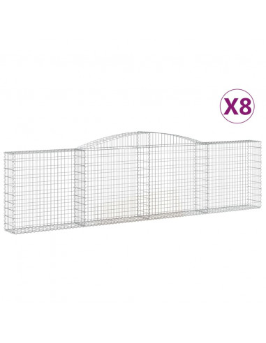 Cesti Gabbioni ad Arco 8 pz 400x30x100/120 cm Ferro Zincato