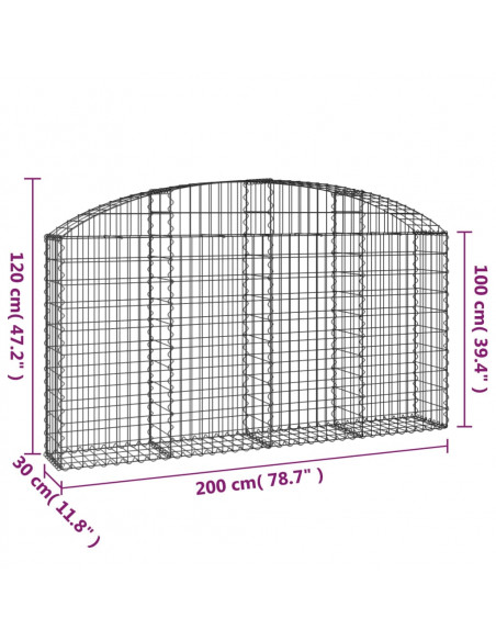 Cesto Gabbione ad Arco 200x30x100/120 cm Ferro Zincato Cesto Gabbione ad Arco 200x30x100/120 cm Ferro Zincato
