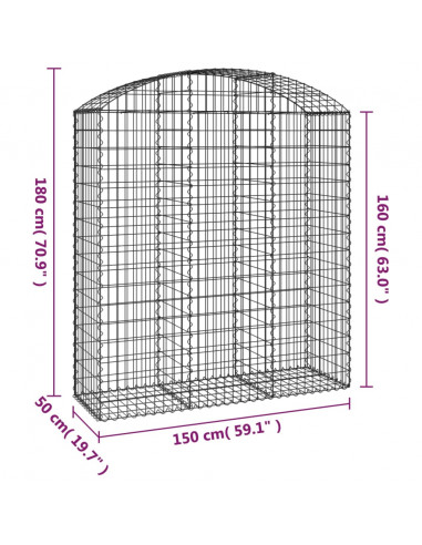 Cesto Gabbione ad Arco 150x50x160/180 cm in Ferro Zincato