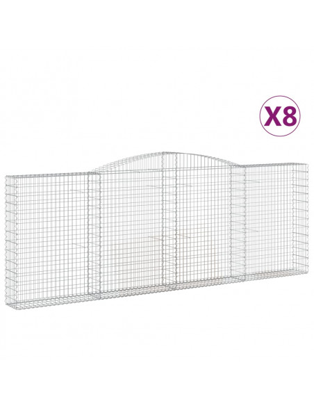Cesti Gabbioni ad Arco 8 pz 400x30x140/160 cm Ferro Zincato