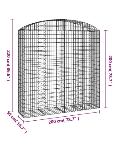 Cesto Gabbione ad Arco 200x50x200/220 cm Ferro Zincato