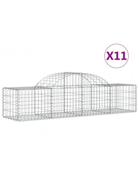 Cesti Gabbioni ad Arco 11 pz 200x50x40/60 cm Ferro Zincato