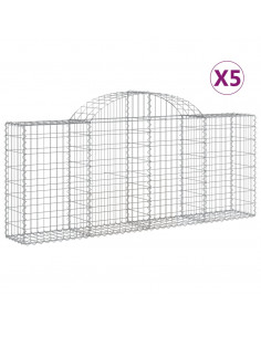 Cesti Gabbioni ad Arco 5 pz 200x30x80/100 cm Ferro Zincato 2