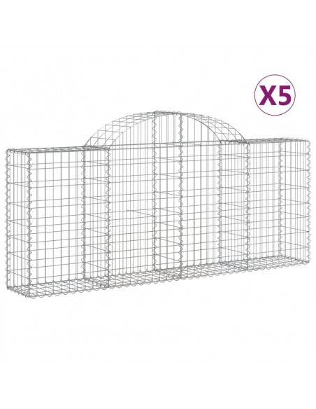 Cesti Gabbioni ad Arco 5 pz 200x30x80/100 cm Ferro Zincato