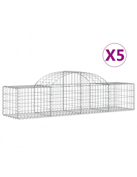 Cesti Gabbioni ad Arco 5 pz 200x50x40/60 cm Ferro Zincato