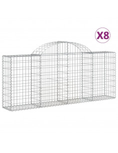 Cesti Gabbioni ad Arco 8 pz 200x30x80/100 cm Ferro Zincato 2