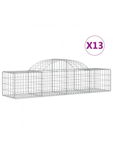 Cesti Gabbioni ad Arco 13 pz 200x50x40/60 cm Ferro Zincato