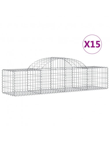 Cesti Gabbioni ad Arco 15 pz 200x50x40/60 cm Ferro Zincato
