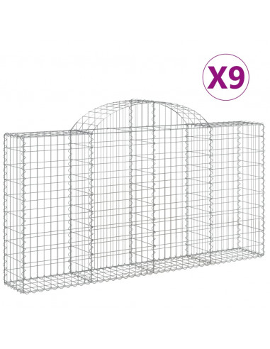 Cesti Gabbioni ad Arco 9 pz 200x30x100/120 cm Ferro Zincato