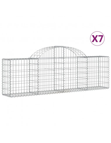 Cesti Gabbioni ad Arco 7 pz 200x30x60/80 cm Ferro Zincato