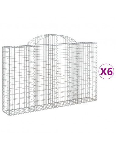 Cesti Gabbioni ad Arco 6 pz 200x30x120/140 cm Ferro Zincato