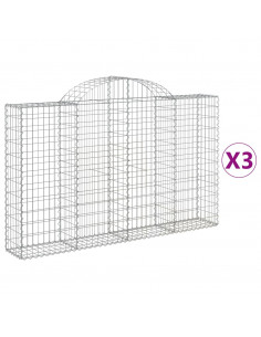 Cesti Gabbioni ad Arco 3 pz 200x30x120/140 cm Ferro Zincato 2