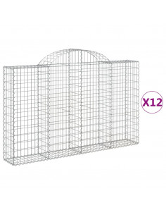 Cesti Gabbioni ad Arco 12 pz 200x30x120/140 cm Ferro Zincato 2