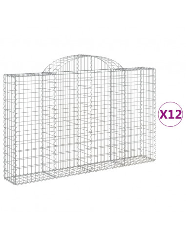 Cesti Gabbioni ad Arco 12 pz 200x30x120/140 cm Ferro Zincato