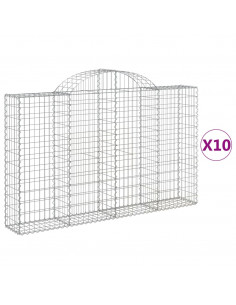 Cesti Gabbioni ad Arco 10 pz 200x30x120/140 cm Ferro Zincato 2