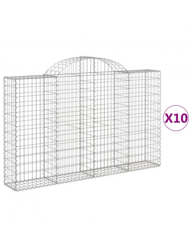 Cesti Gabbioni ad Arco 10 pz 200x30x120/140 cm Ferro Zincato