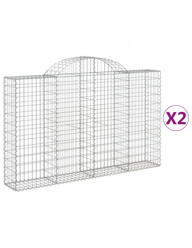 Cesti Gabbioni ad Arco 2 pz 200x30x120/140 cm Ferro Zincato