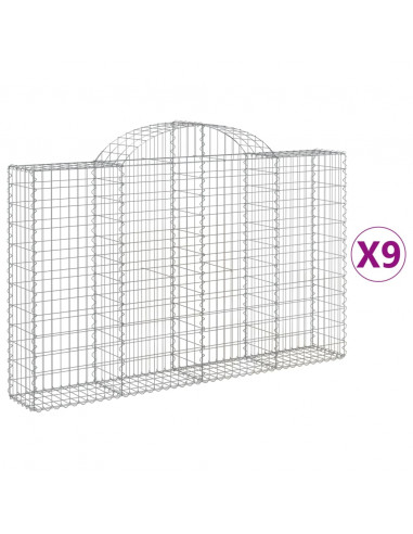 Cesti Gabbioni ad Arco 9 pz 200x30x120/140 cm Ferro Zincato