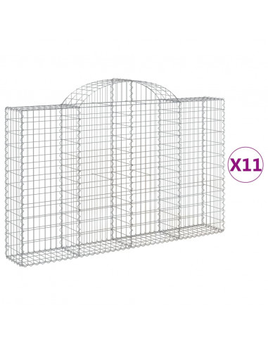 Cesti Gabbioni ad Arco 11 pz 200x30x120/140 cm Ferro Zincato