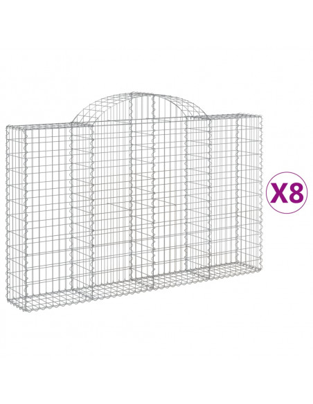 Cesti Gabbioni ad Arco 8 pz 200x30x120/140 cm Ferro Zincato