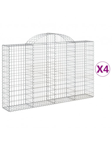 Cesti Gabbioni ad Arco 4 pz 200x30x120/140 cm Ferro Zincato