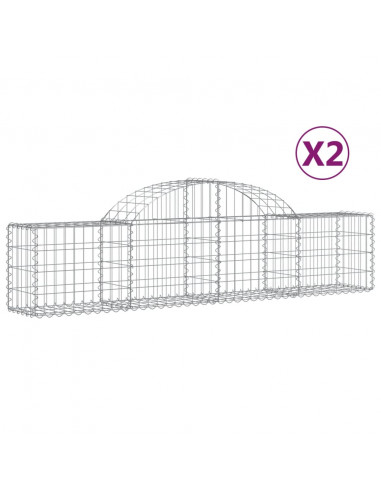 Cesti Gabbioni ad Arco 2 pz 200x30x40/60 cm Ferro Zincato