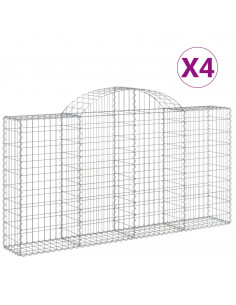 Cesti Gabbioni ad Arco 4 pz 200x30x100/120 cm Ferro Zincato 2