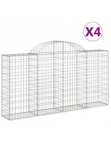 Cesti Gabbioni ad Arco 4 pz 200x30x100/120 cm Ferro Zincato