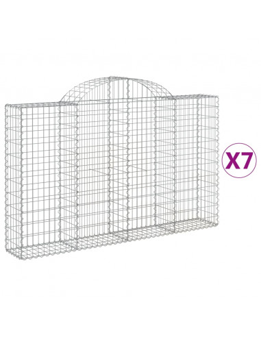 Cesti Gabbioni ad Arco 7 pz 200x30x120/140 cm Ferro Zincato