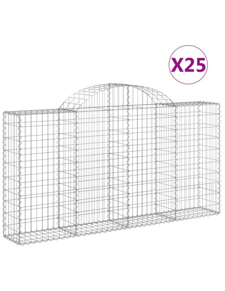 Cesti Gabbioni ad Arco 25 pz 200x30x100/120 cm Ferro Zincato