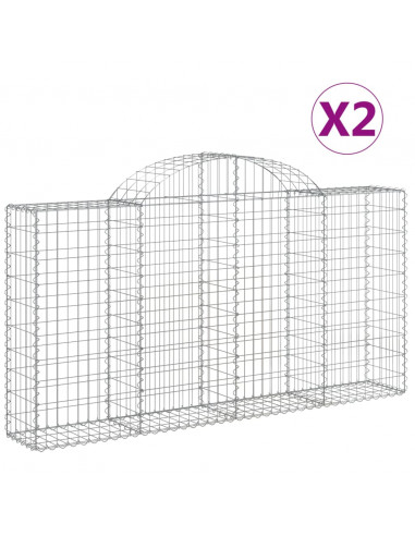 Cesti Gabbioni ad Arco 2 pz 200x30x100/120 cm Ferro Zincato